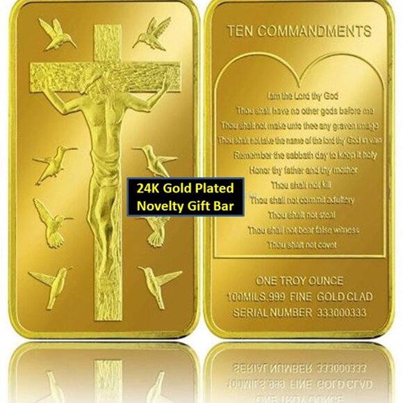 New 10 Commandments 24K Gold Plated Souvenir Gift Bar - Picture 3 of 4
